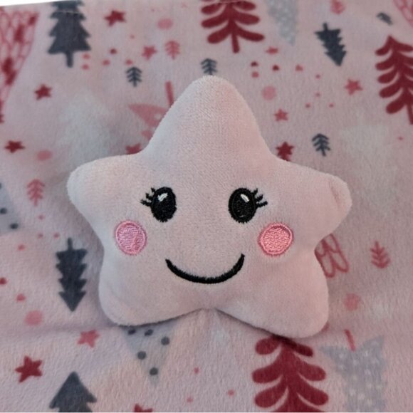 Star Plush Lovey Pink Trees Minky Dot Pattern Baby Security Blanket by STU Inc - Picture 2 of 6